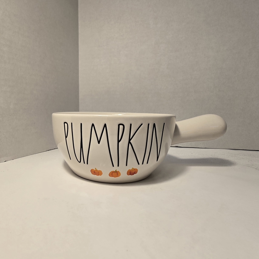 Rae Dunn White Pumpkin Soup Bowl with Handle #1